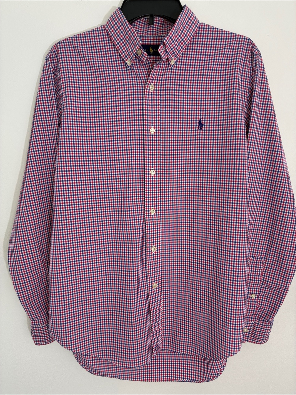 Ralph Lauren Men’s Red White and Blue Gingham Button-Down Shirt M